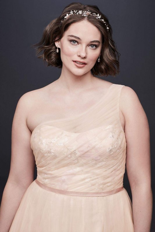 Floating Flower A-Line Plus Size Wedding Dress 8MS251190