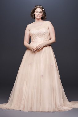 Floating Flower A-Line Plus Size Wedding Dress 8MS251190