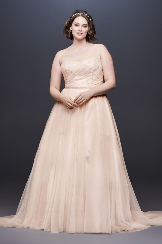 Floating Flower A-Line Plus Size Wedding Dress 8MS251190