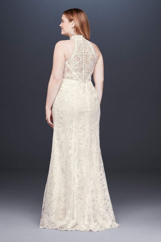 Lace High-Neck Halter Plus Size Wedding Dress 8MS251192