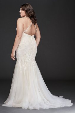 Cross-Back Lace Plus Size Wedding Dress 8MS251198