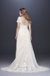 Floral Illusion Cap Sleeve Plus Size Wedding Dress 8MS251199