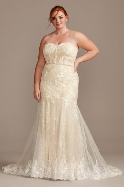 Embellished Lace Corset Plus Size Wedding Dress 8MS251207