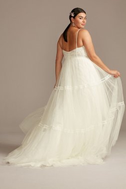 Corset Tiered Chiffon Plus Size Wedding Dress 8MS251209