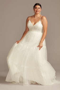 Corset Tiered Chiffon Plus Size Wedding Dress 8MS251209