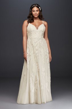 Plus Size A-Line Wedding Dress with Double Straps 8NTMS251177