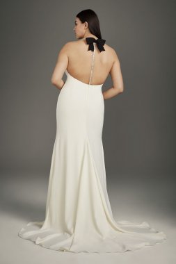 Crystal T-Back Stretch Crepe Plus Size Slip Gown 8VW351473