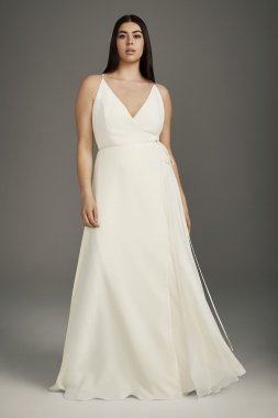 Crepe Wrap Gown with Jeweled Crisscross Low Back 8VW351495