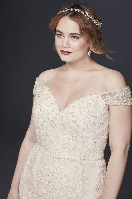 Beaded Lace Mermaid Plus Size Wedding Dress 8XTCWG808