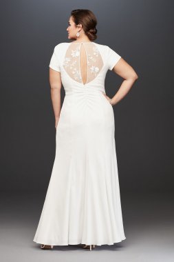 Crepe Sheath Plus Size Gown with Embroidered Slit 9DS870092