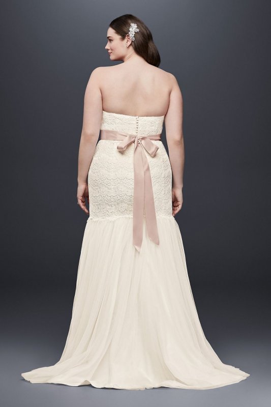 Lace Plus Size Wedding Dress with Tulle Skirt 9KP3765