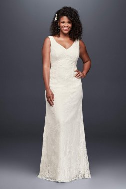 V-Neck Plus Size Wedding Dress with Empire Waist 9KP3803