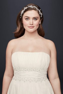 Chiffon A-line Plus Size Wedding Dress with Beads Collection 9NTV9743