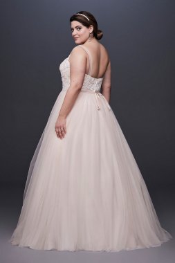 Lace and Tulle Plus Size Wedding Dress with Ribbon Collection 9NTWG3905