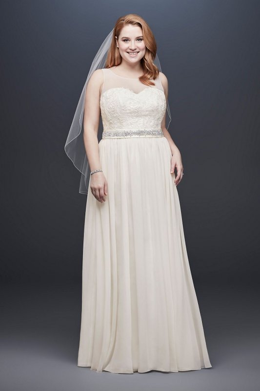 Lace and Crinkle Chiffon Plus Size Wedding Dress Collection 9OP1337