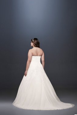 Soft Tulle Plus Size Wedding Dress with Leaf Lace Collection 9OP1338