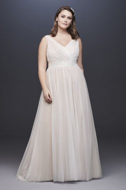 Pleated Plus Size Wedding Dress with Lace Waist Collection 9OP1347
