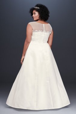 Illusion Neck Ruched Satin Plus Size Wedding Dress Collection 9OP1348