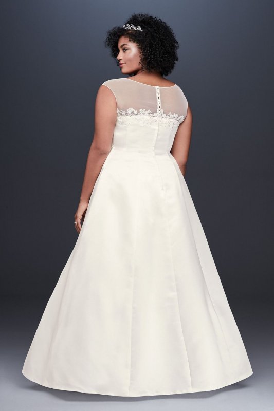 Illusion Neck Ruched Satin Plus Size Wedding Dress Collection 9OP1348