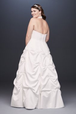 Satin Halter Plus Size A-Line Gown with Pick-Ups Collection 9OP1349