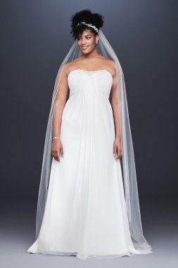 Pleated Chiffon Plus Size Wedding Dress with Beads Collection 9OP1350