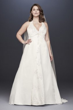 Embroidered Lace Satin Plus Size Wedding Dress Collection 9OP1356