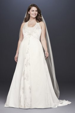 Embroidered Lace Satin Plus Size Wedding Dress Collection 9OP1356