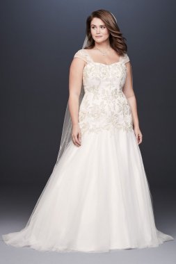 Metallic Lace Applique Plus Size Wedding Dress Collection 9OP1358