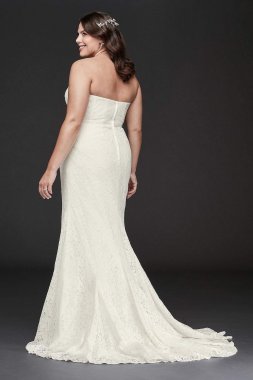 Strapless Floral Crochet Plus Size Wedding Dress 9OP1360