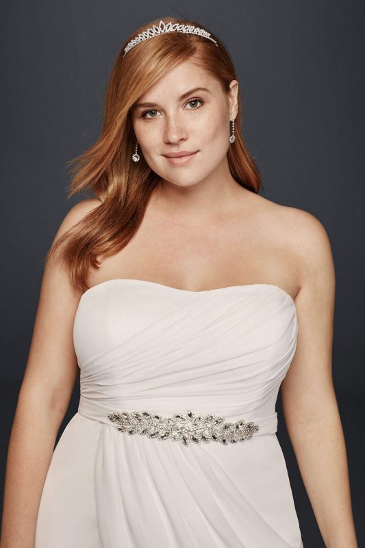 Sheath Plus Size Wedding Dress with Beaded Details 9SDWG0417