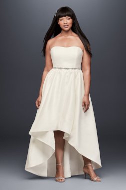 Mikado High-Low Plus Size Wedding Dress 9SDWG0576