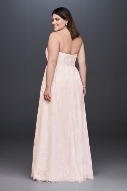 Soft Lace Plus Size Sheath Gown with Blush Lining 9SDWG0622