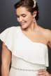 One Shoulder Flounce Crepe Plus Size Belted Sheath 9SDWG0752