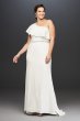 One Shoulder Flounce Crepe Plus Size Belted Sheath 9SDWG0752