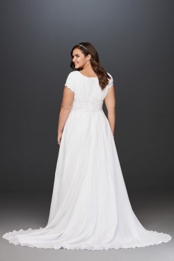 Short Sleeve Chiffon Plus Size Wedding Dress Collection 9SLV9743