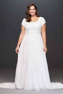 Short Sleeve Chiffon Plus Size Wedding Dress Collection 9SLV9743