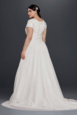 Modest Short Sleeve Plus Size A-Line Wedding Dress Collection 9SLWG3811