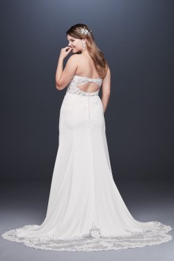 Sheer Beaded Bodice Lace Plus Size Wedding Dress 9SV830