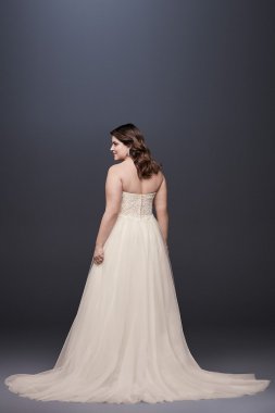 Strapless Plus Size Wedding Dress with Tulle Skirt 9SWG764
