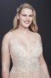 Sheer Beaded Organza Plus Size Wedding Dress 9SWG784