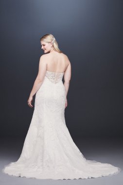 Beaded Lace Plus Size Tulle Mermaid Wedding Dress 9SWG810