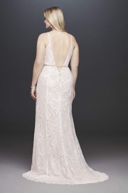 Lace Plus Size Wedding Dress with Crystal Belt 9SWG819
