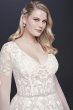 Illusion Sleeve Plunging Plus Size Wedding Dress 9SWG820