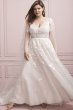 Illusion Sleeve Plunging Plus Size Wedding Dress 9SWG820