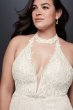 Plunge Neckline Halter Plus Size Wedding Dress 9SWG825