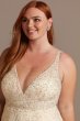 Beaded Plunging-V Illusion Plus Size Wedding Dress 9SWG837