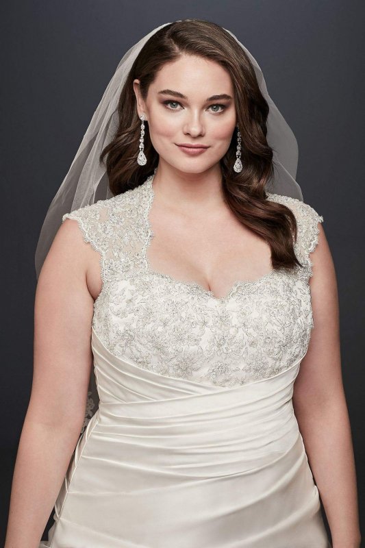 Cap Sleeve Satin A-line Plus Size Wedding Dress Collection 9T3090