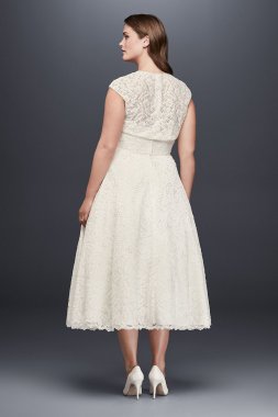 Tea-Length Plus Size Wedding Dress with Shrug Collection 9T9948