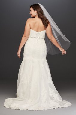 Lace Plus Size Wedding Dress with Scalloped Hem Collection 9V3680