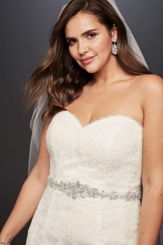 Lace Plus Size Wedding Dress with Scalloped Hem Collection 9V3680